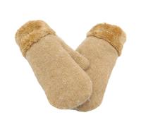 1 Paire De Mitaines D'hiver Unisexes Double Couche Épaissie En Peluche Tricotée Antidérapantes Par Temps Froid Conduite Golf Ski Gants De Patinage-Bronzage Clair