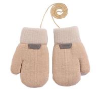 1 paire de moufles d'hiver chaudes pour enfant - Gants tricotés avec cordon - Doublure en polaire - Pour bébé de 1 à 3 ans - Pour bébé garçon et fille