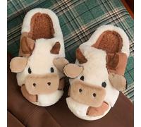 1 paire de mules imprimé vache mignon, doublure en peluche douce, chaussures d'intérieur chaudes, blocs de couleurs, semelle antidérapante, convient pour la maison, l'hiver CN36-37,CN38-39,CN40-41,CN4
