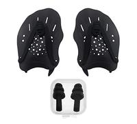 1 Paire de pagaies de Natation, avec 1 Paire de Bouchons d'oreilles, pagaies de Natation en Silicone, pagaies à bandoulière réglables, adaptées à l'entraînement de Natation pour Jeunes et Adultes