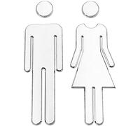 1 paire de panneaux autocollants pour porte de toilettes, pour bureau et entreprise (argenté)