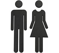1 paire de panneaux autocollants pour porte de toilettes, pour bureau et entreprise (noir)