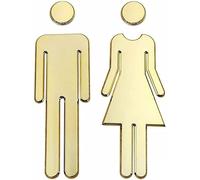 1 paire de panneaux de toilettes pour homme et femme, autocollants décoratifs pour porte de toilettes, pour bureau et entreprise (doré)