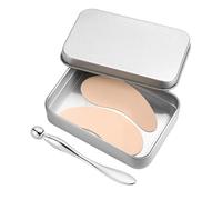 1 Paire de Patch Yeux Reutilisable, en Silicone Réutilisables Masque Sous les Yeux Ridules et Rides Repulpées avec Applicateur de Crème pour les Yeux en Métal et Étui en Étain (Couleur Crème)