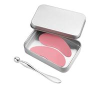 1 Paire de Patch Yeux Reutilisable, en Silicone Réutilisables Masque Sous les Yeux Ridules et Rides Repulpées avec Applicateur de Crème pour les Yeux en Métal et Étui en Étain (Rose)