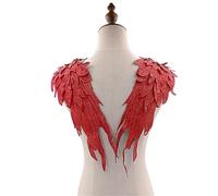 1 paire de patchs brodés en forme d'aile pour vêtements de mode Accessoires de costume pour la décoration de vêtements faits à la main Dentelle des ailes, rouge, taille unique
