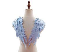 1 paire de patchs durables ailes d'ange à coudre élégants pour robe de mariée décoration arrière accessoires en dentelle multicouche