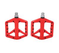 1 Paire de pédales de vélo antidérapantes en Fibre de Nylon, pédales Plates à Plateforme pour vélo, pédales de VTT avec roulements étanches et Clous antidérapants, compatibles avec (Rouge)