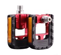 1 paire de pédales pliables de 2,4 cm pour vélo électrique avec bandes réfléchissantes, alliage d'aluminium et plastique, roulement scellé pour améliorer la sécurité et la longévité (rouge)