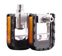 1 paire de pédales pliables de 9/16 pouces pour vélos électriques, alliage d'aluminium et plastique avec roulements scellés, bandes réfléchissantes pour augmenter la sécurité du cycliste (argenté)