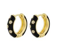 1 paire de petites boucles d'oreilles créoles en émail pour femme, motif fleurs dorées, gouttes d'huile, Pierre