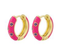 1 paire de petites boucles d'oreilles créoles en émail pour femme, motif fleurs dorées, gouttes d'huile, Pierre