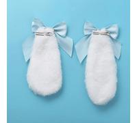 1 paire de pinces à cheveux bleues en peluche pour filles - Oreilles de lapin en fourrure - Ruban - Nœud papillon - Épingle à cheveux - Cosplay - Oreilles de lapin faciles à porter - Ornements