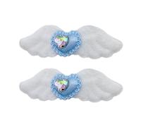 1 paire de pinces à cheveux légères en peluche en forme d'aile avec strass en forme de cœur, décalcomanies pour carnavals, queue de cheval pour fille