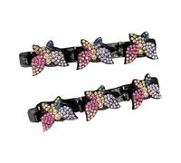 1 paire de pinces à cheveux multi-usages en résine pour frange et chignon, ornées de strass, double couche antidérapante, pince à cheveux en résine avec strass