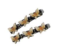 1 paire de pinces à cheveux multi-usages en résine pour frange et chignon, ornées de strass, double couche antidérapante, pince à cheveux en résine avec strass