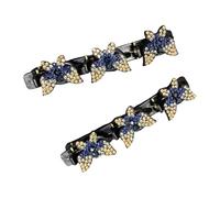 1 paire de pinces à cheveux multi-usages en résine pour frange et chignon, ornées de strass, double couche antidérapante, pince à cheveux en résine avec strass