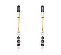 1 paire de pinces à tétons pour homme et femme avec perles et strass, pinces de poitrine réglables, jouet sexuel pour SM Fetish Cosplay (doré)