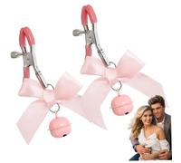 1 paire de pinces à tétons réglables en forme de cloche, en alliage, pour le corps, non perçant, mignonne, avec nœud papillon et cloche pour le corps, pince décorative pour le corps, pince pour tétons