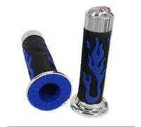 1 paire de poignées de guidon de moto de 22 mm avec motif tête de mort de flamme rouge, en caoutchouc souple, antidérapant, pour la plupart des motos (bleu)