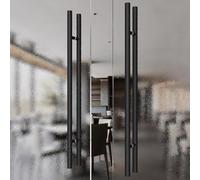 1 paire de poignées de porte en acier inoxydable double face pour portes de douche en verre, bureau, hôtel, magasin - 1500 mm finition noire brossée accoudoir
