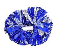 1 paire de pompons de pom-pom girl, pompons de comp¨¦tition de sport d'¨¦cole de danse de poche(Argent + Bleu),