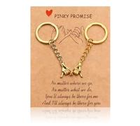 1 paire de porte-clés d'affection assortis pour couples - Design élégant en alliage de zinc avec carte de promesse - Porte-clés réconfortant pour couple avec message - Alliage de zinc solide, doré, B