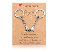 1 paire de porte-clés d'affection assortis pour couples - Design élégant en alliage de zinc avec carte de promesse - Porte-clés réconfortant pour couple avec message - Alliage de zinc solide, Argenté