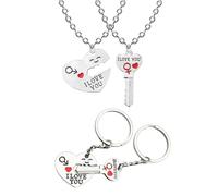 1 Paire De Porte-Clés Et 1 Paire De Colliers, Bijoux De Couple, Cadeaux De Couple Créatifs, Porte-Clés Intéressants, Porte-Clés Décoratifs