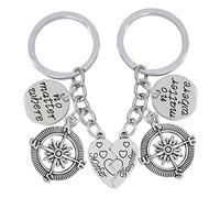 1 paire de porte-clés « No Matter Where Best Friend » - Pendentif pour amoureux - Fermoir de sac - Ornements de bricolage - Souvenir - Cadeau d'anniversaire.