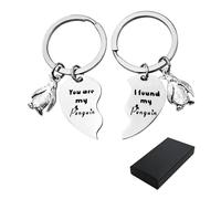 1 paire de porte-clés pingouin, porte-clés romantique, cadeau pour votre partenaire, Noël, Saint-Valentin, anniversaire, lune de miel (argenté)