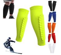1 Paire De Protege Tibia Ski, Chaussette Protege Tibias, Protection Tibia Ski, Protecteurs De Tibias élastiques Anti-Collision Longs, Structure en Nid d'abeille, pour Le Skier/Football (Vert, L)