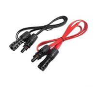 1 paire de rallonges PV plates de 100 cm 4 mm² pour passage de fenêtre avec connecteurs solaires standard Rouge/noir