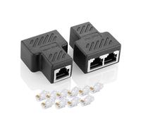 1 paire de répartiteurs RJ45 + 10 têtes en cristal,répartiteur LAN 1 à 2 pour câble Cat5 Cat5e Cat6 Cat7 Cat8 et prise en charge de deux ordinateurs pour connecter simultanément sur Internet