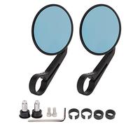 1 paire de rétroviseurs de moto, rétroviseurs latéraux convexes bleus en alliage d'aluminium pour barres de 17 à 19mm, verre Anti-éblouissement HD