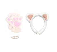 1 Paire De S, 1 Bande De Cheveux Rose Et Blanc, S De Chat Mignons, Protège - Mains Résistant Au Chaud Et Au Froid, Stockage Portable, Accessoires De Jeu De Rôle.