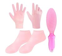 1 Paire De S, 1 Paire De S En Caoutchouc, 1 Morceau De Nettoyant Pour Les Pieds, Chaussettes Et S Hydratants En Silicone, Costume Rose, Ensemble De Soins Des Mains Et Des Pieds