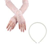 1 Paire De S En Maille Perlé Et Un Bandeau De Perle 1 Pièce, Des S En Maille Longs, Des S Simples Et Élés, Des Accessoires De Vêtements.