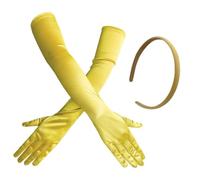 1 Paire De S Longs Jaunes, 1 Bandeau, Couleur Solide Simple, Accessoires De Danse De Performance, S De Mode Pour Femmes, Décoration De Vêtements De Fête.