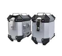 1 Paire De Sacoches Latérales Rigides en Alliage D'aluminium pour Moto 18 L avec Serrure De Sécurité Et Poignée pour Casque Et Bagages Sacoche Reservoir Moto(Silver)