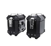1 Paire De Sacoches Latérales Rigides en Alliage D'aluminium pour Moto 18 L avec Serrure De Sécurité Et Poignée pour Casque Et Bagages Sacoche Reservoir Moto(Black)