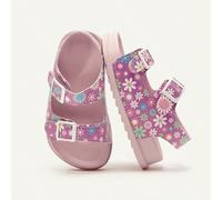 1 paire de sandales plates souples et décontractées de style princesse pour tout-petits, à motif floral et à boucle , polyvalentes pour l'été EUR21,EUR22,EUR23,EUR24,EUR25,EUR26,EUR27Tout Imprimé