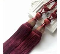 1 paire de sangles d'embrasse de rideau, grandes embrasses à pompons pour rideaux (rouge)