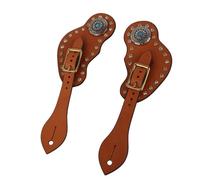 1 paire de sangles d'éperons de cheval rétro occidental avec boucle pour l'entraînement du cheval, équipement de protection marron