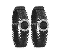 1 paire de sangles élastiques réglables pour chaussures à talons hauts - Ceinture anti-relâchement avec boucles en strass pour femme - Sangles amovibles, Black Round, Taille unique
