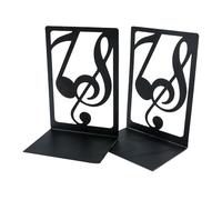 1 paire de serre-livres décoratifs en métal pour étagères, notes de musique, serre-livres antidérapants pour l'école, le bureau, la bibliothèque, serre-livres en métal noir