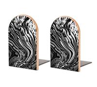 1 paire de serre-livres en bois incurvés noirs pour n'importe quelle étagère - Serre-livres décoratifs antidérapants pour ranger des livres pour la maison et le bureau