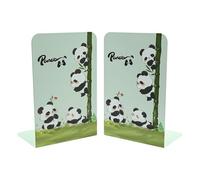 1 paire de serre-livres en métal en forme de panda vert, créatif et mignon, motif panda, ours en fer épais, antidérapant, organisateur de livres, support de CD, cadeau pour étudiants, enfants,
