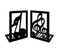 1 Paire de Serre-Livres en métal Noirs avec Note de Musique, mélodie Musicale, Serre-Livres en Fer antidérapant, Support Organisateur de Bureau pour Enfants, bibliothèque, école, Bureau à Domicile