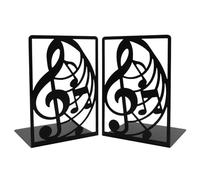 1 paire de serre-livres noirs en métal avec note de musique, mélodie musicale créative, antidérapant, épais, serre-livres décoratifs, organisateur de bureau pour enfants, amateurs de musique, école
